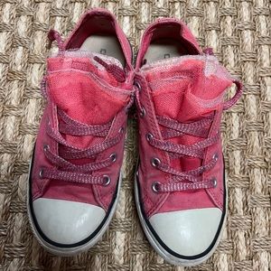 Converse Lace Double Tongue All Star Pink Low Top Shoes 660511F Big Girl Sz 2 Y